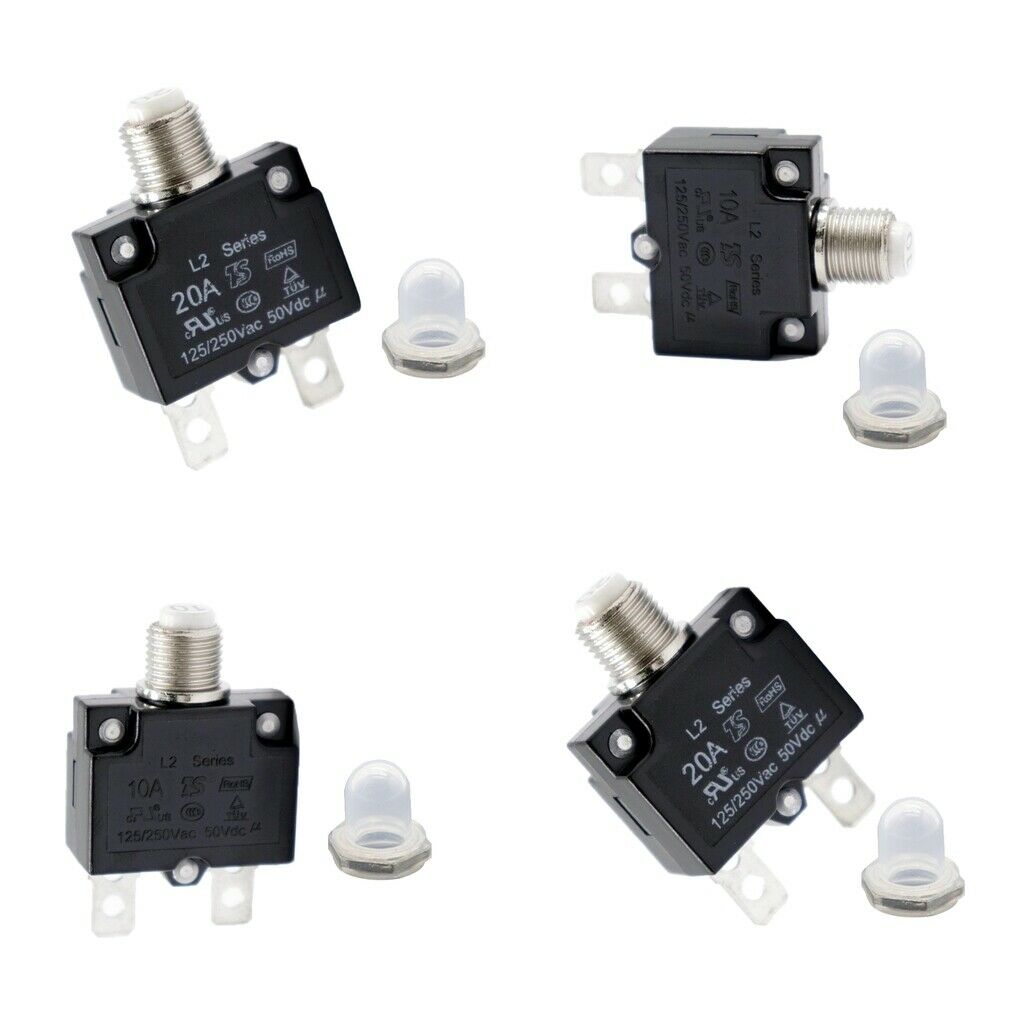 4Pcs 10A+20A Circuit Breaker Manual Reset Thermal Overload Protector Switch