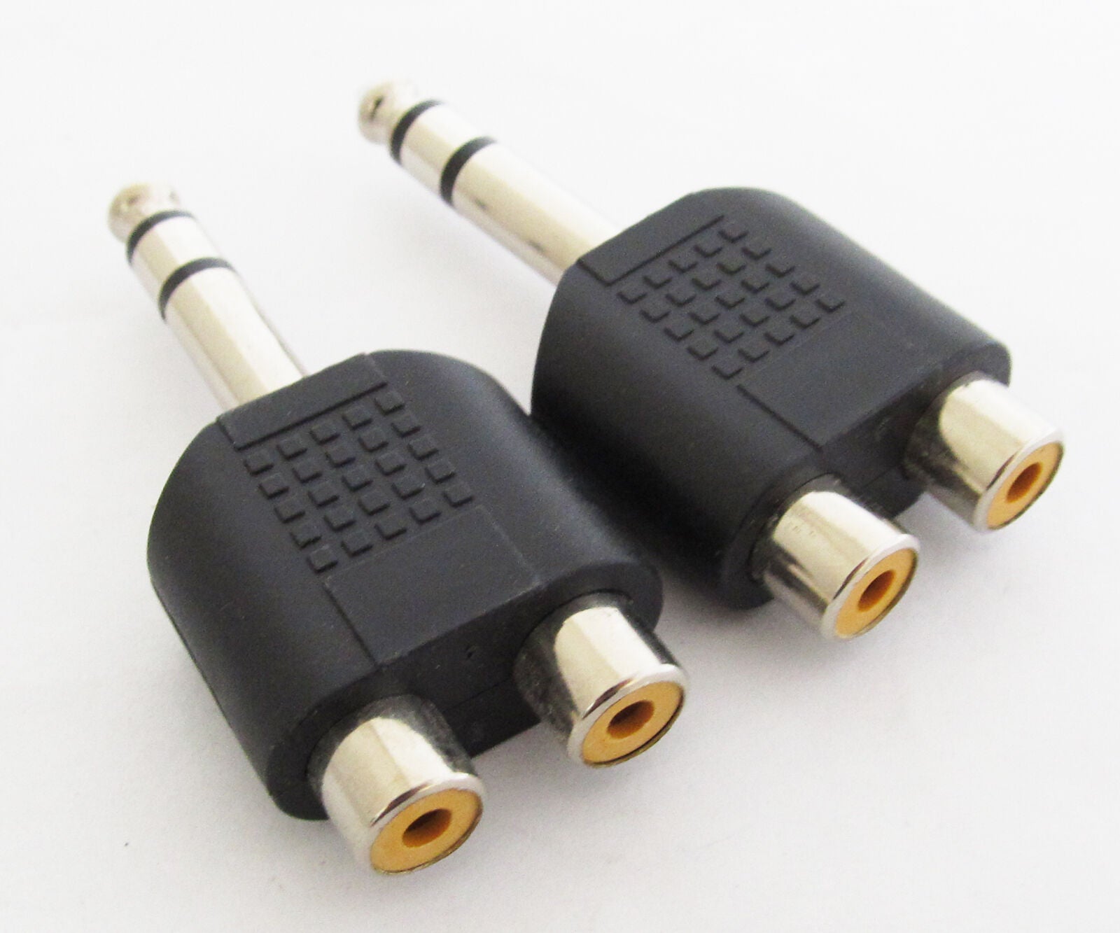 100pcs 1/4" 6.35mm Stereo Male to 2 Dual Phono RCA Female Jack Adapter Converter