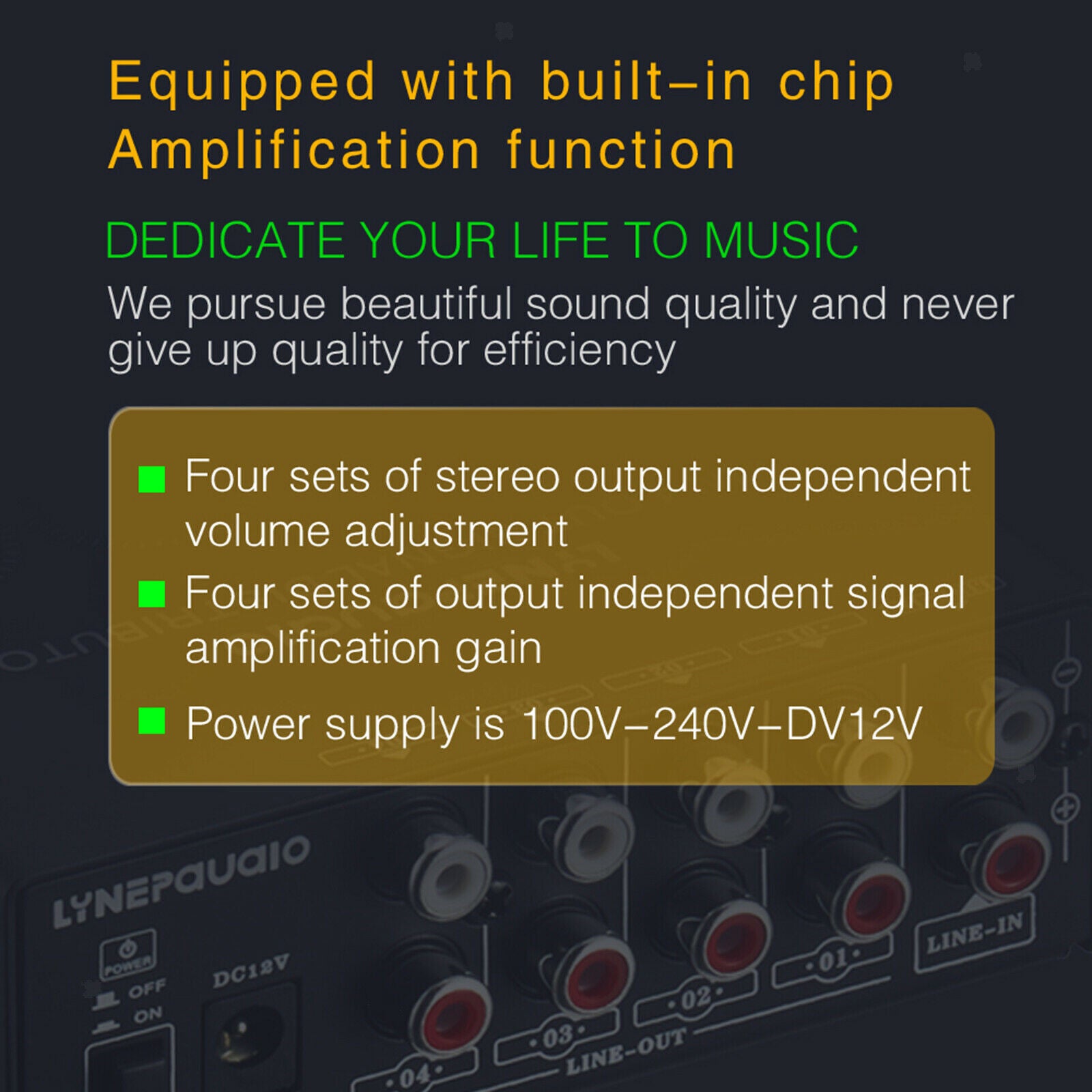 Home Signal Amplifier 1 In 4 Out Distributor Front Stereo No Loss Sturdy