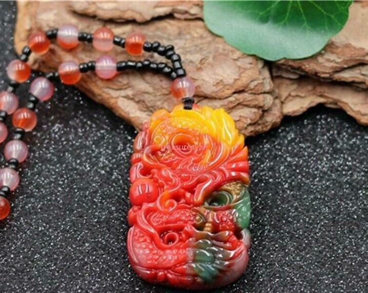 Pendant Jewelry Men 1PC Gifts Natural Amulet Color Jadeite Necklace Dragon Jade