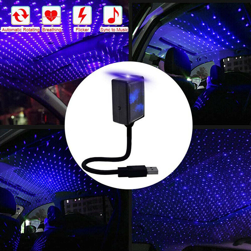 USB Car Interior Atmosphere Starry Sky Lamp Ambient Star Light LED Projector Tt