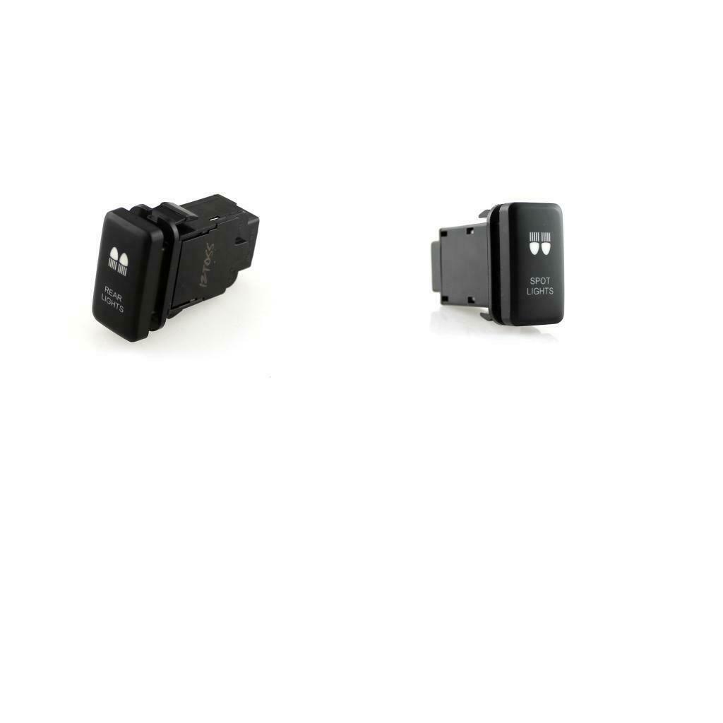 Pair Of Push Button 12V 3A With LED Blue LED REAR LIGHTS + SPOT LIGHTS For