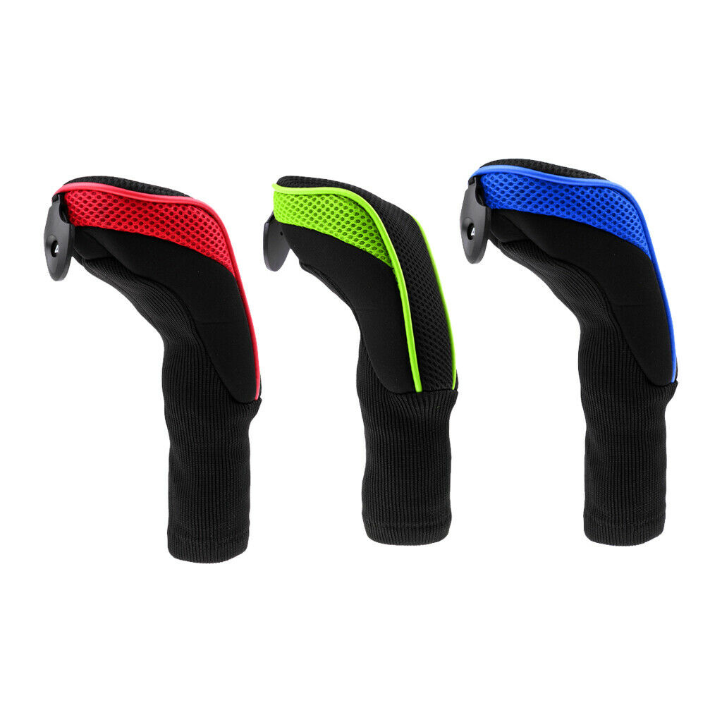 3Pcs Utility Hybrid Golf Club Head Cover Long Neck Headcovers with