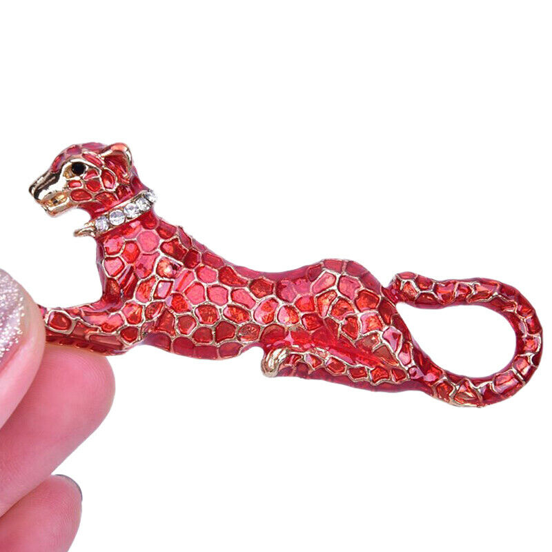 Fashion Crystal Red Leopard Brooch Pin Collar Badge Corsage Jewelry Accessori Rf