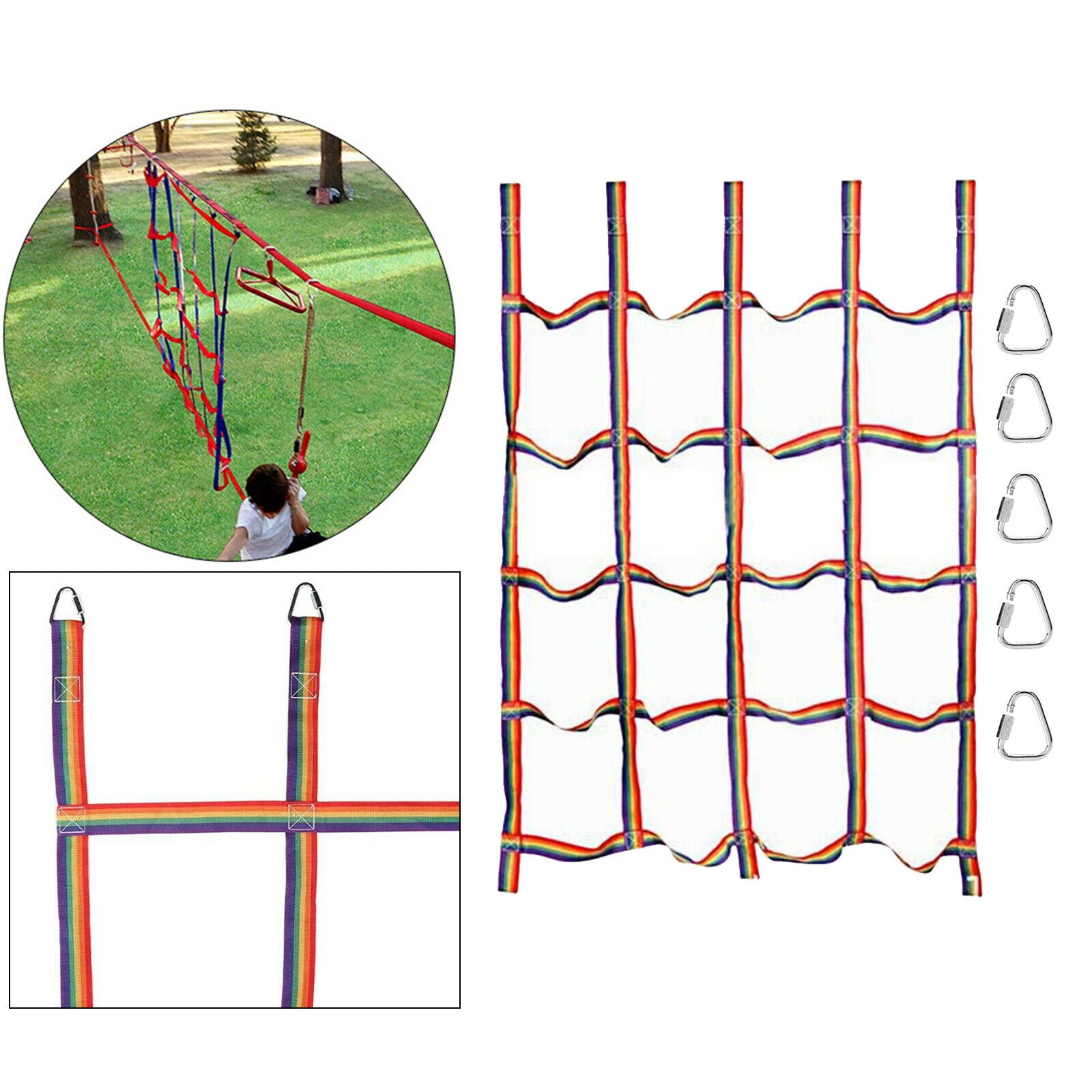 Nylon Kid's Climbing Net Rope Ladder Jungle Gyms Equipment 250KG Capacity