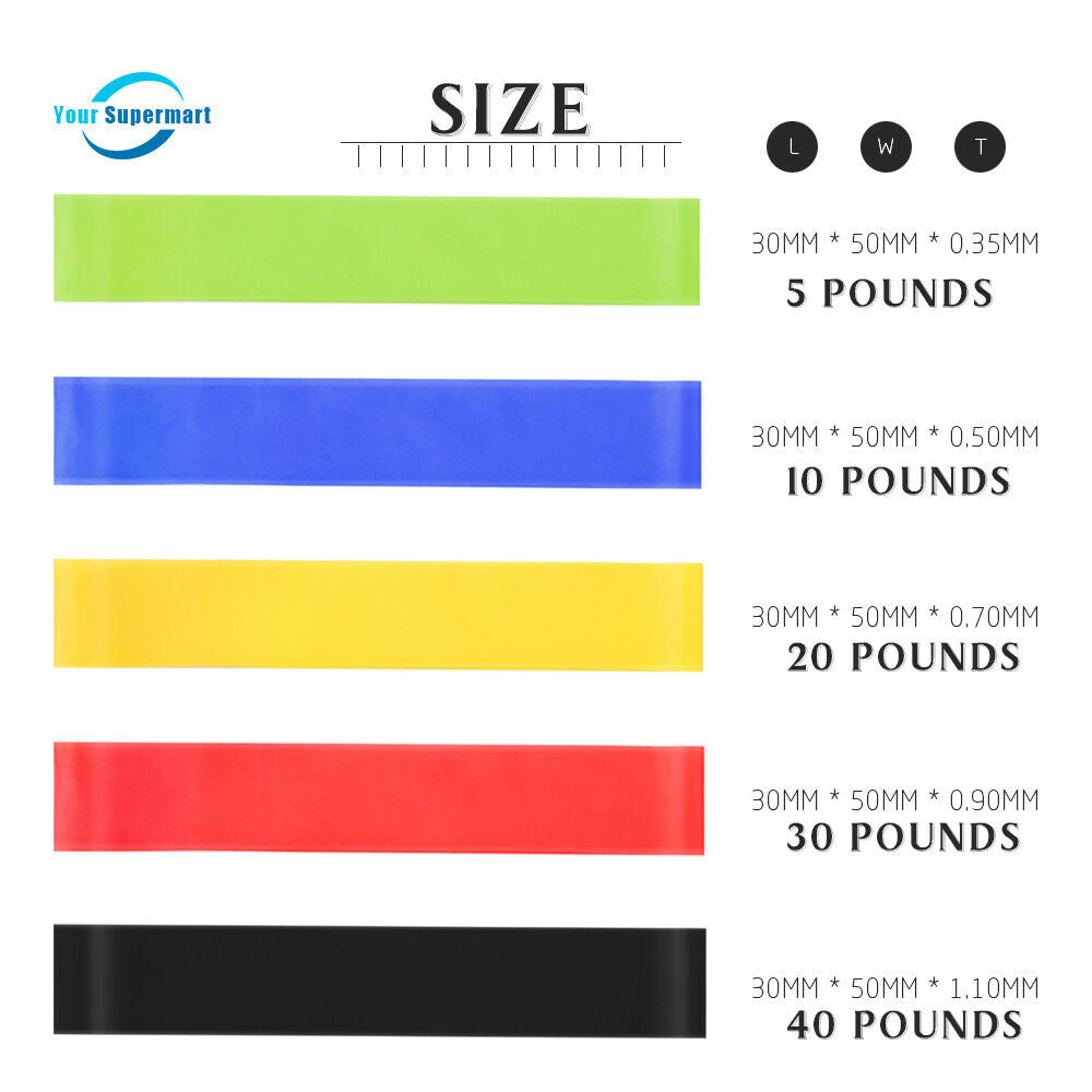 5pcs Exercise Bands Latex Resistance elastic BandBelt for Home Gym Fitness Yoga