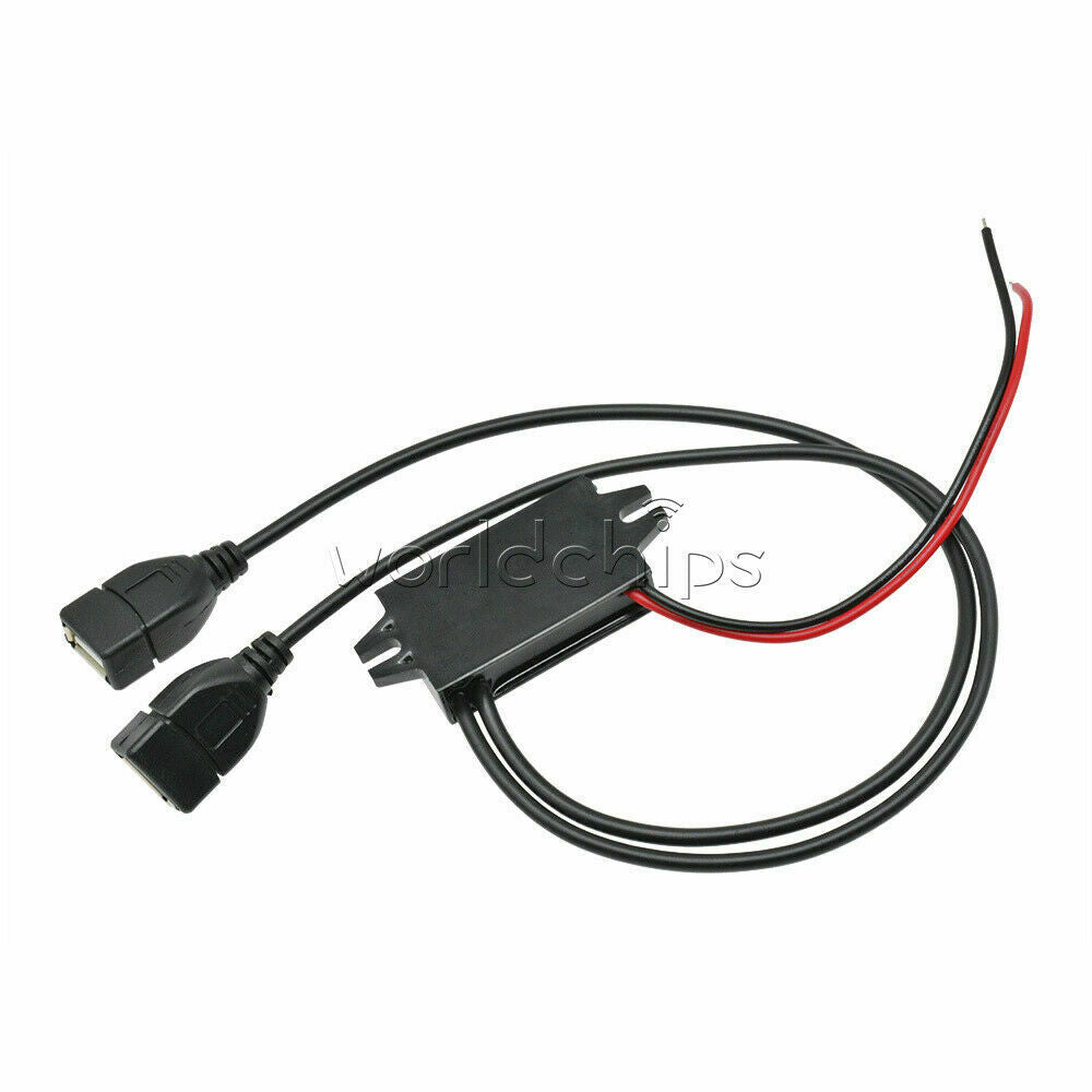 DC Converter 12V to 5V 3A Dual 2 USB Auto Power Regulator Voltage Step Down