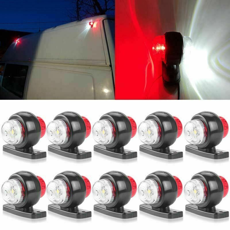 10X Red White LED Side Marker Lights Truck Trailer Clearance Light Lamp 12V 24V