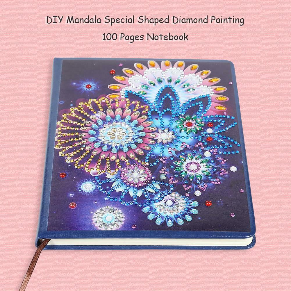 DIY Mandala Special Shaped Diamond Painting 100 Pages Notebook Sketchbook @