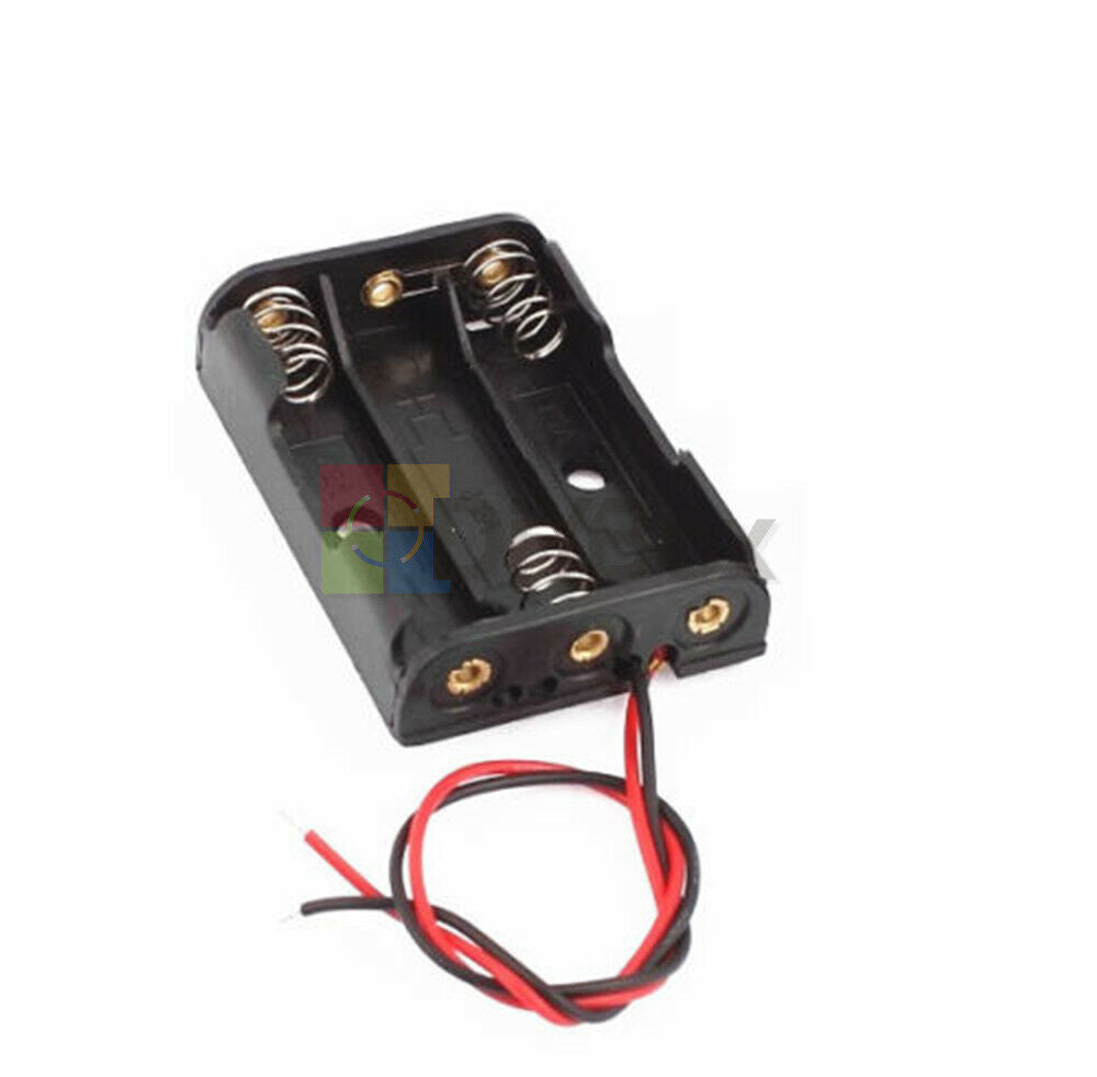 10x Black Plastic Case Battery Storage Holder Box w/ Wire Leads for 3 X AA 4.5V