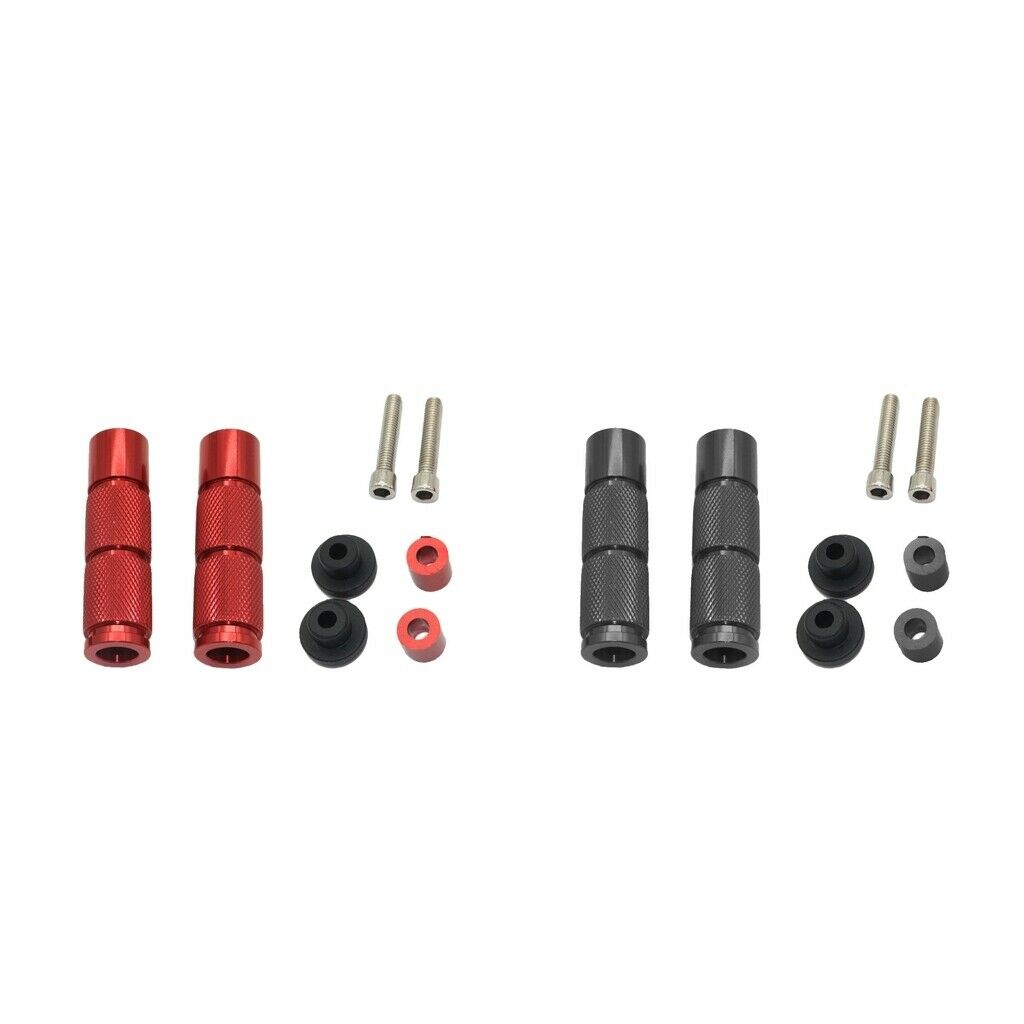 2 Pairs CNC Anti-skid Footrests Foot Pegs for Motorcycle (Red & Black)