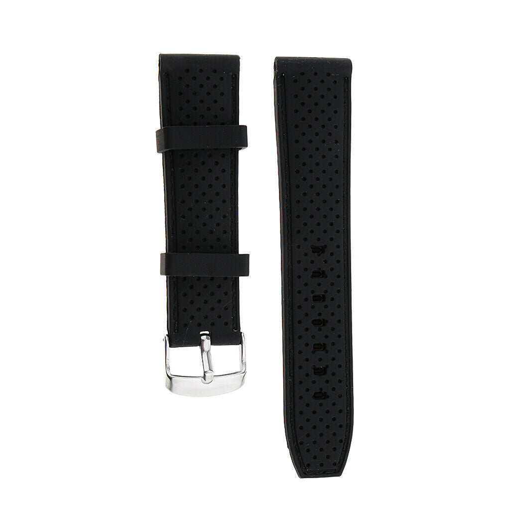 Elegant Charm Unisex Silicone Watchband Stainless Steel Buckle Black 22mm