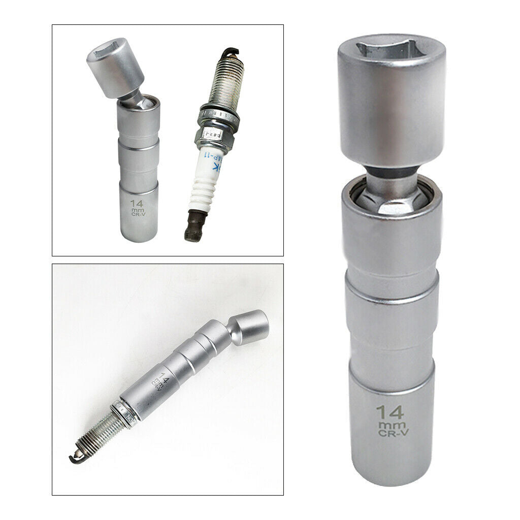 High Carbon Steel Chrome 14mm Spark Plug Wobble Socket for BMW 1/3/5 Series