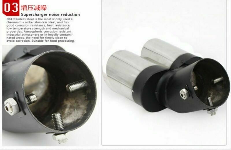 63mm Auto Car Modification Grilled Stainless Steel Dual Pipe Exhaust Pipe Covers