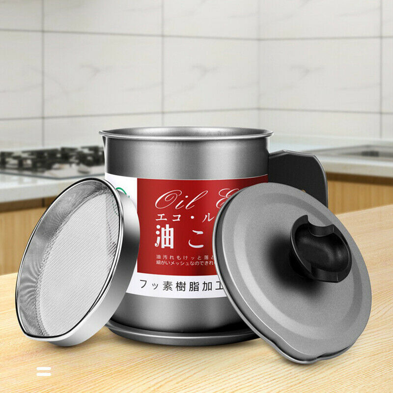 1.4L Stainless Steel Lard Tank Oil Filter Pot Oil Separator Storage Tank BotBDA