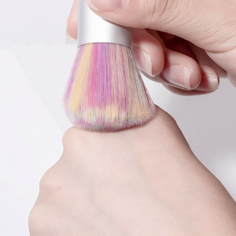 Nail Cleaning Brush Rainbow Soft Dust Remover Manicure Pedicure Care Tool Pink