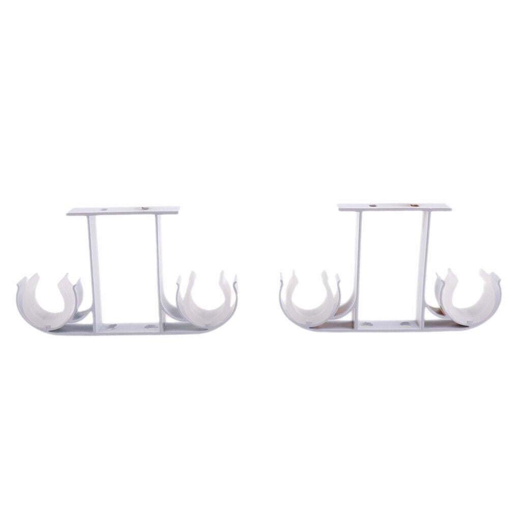 2Pcs Top Mounting Bolts Double Brackets with Curtain Rods White