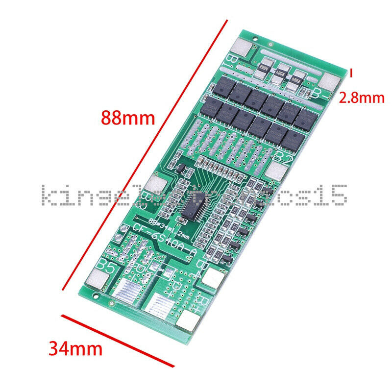 6S 40A 24V 18650 Li-Ion Lithium Battery Poretect Board Solar Light Bms Pcb