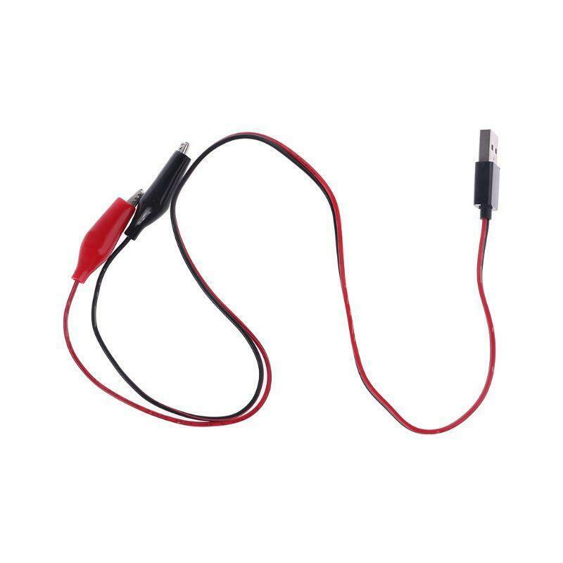 55CM Alligator Test Clips Clamp to USB Male Connector Power Supply Adapter Wire