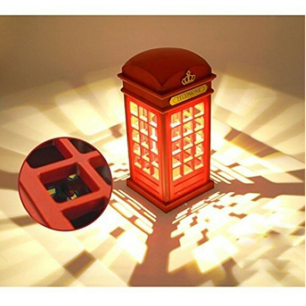 LED Bedside Lamp USB Phone Booth Shape Night Light Table Lamp