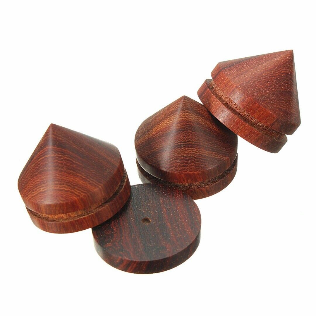 8Pcs Rosewood Speaker Isolation Feet Stand 23mm/0.91" Wooden Spikes + Base Pads