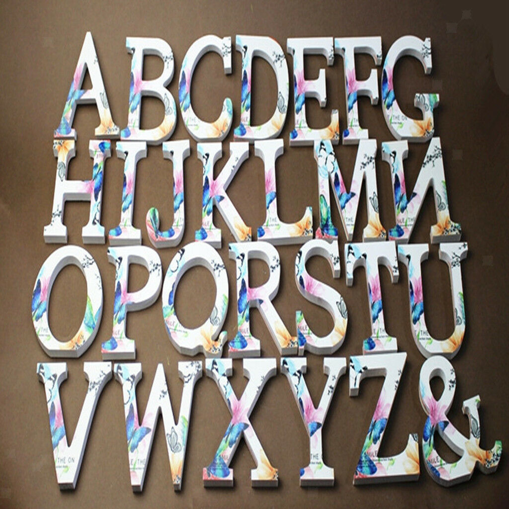 Pack 2 Wooden Alphabet Craft Letters Plaque Home Wedding Nursery Party Decor