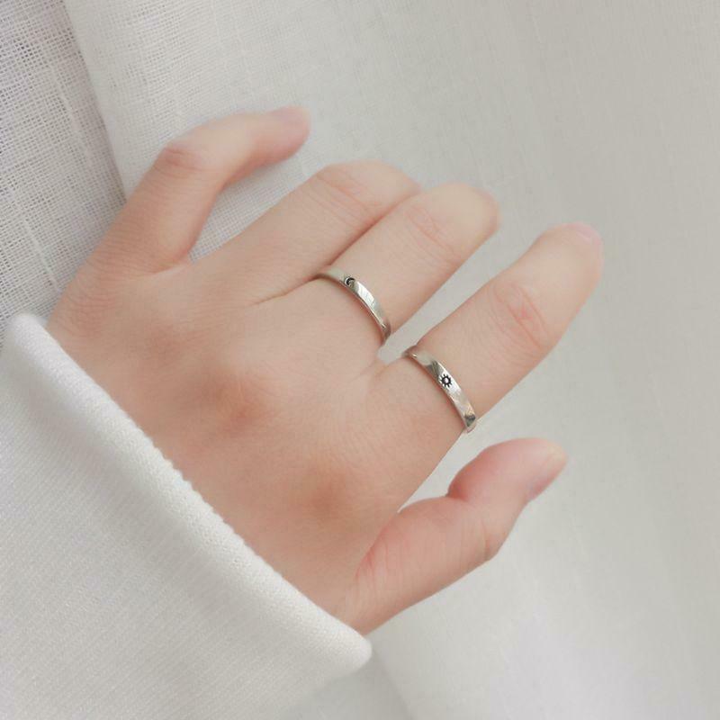Sun and Moon Lover Rings Couple Set Promise Wedding Bands for Couple Lovers 2Pcs