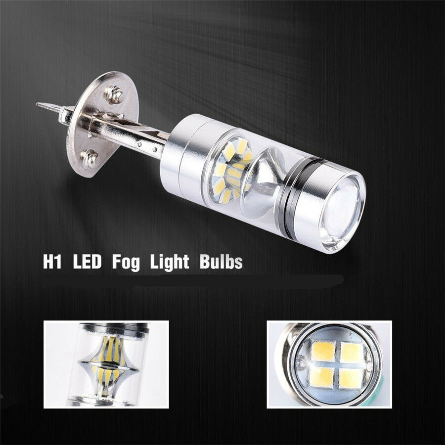 H1 LED Fog Light Bulbs 6000K White 100W 2323 SMD 1000LM Auto Fog Light DRL BulbS