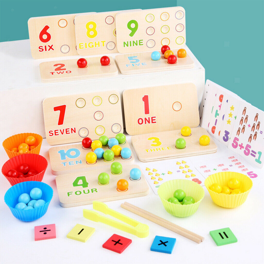 Montessori Wooden Clips Beads Board Game Class Math Games Early Education