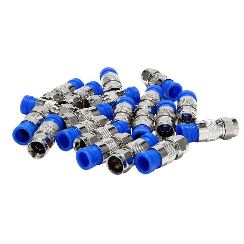 Rg6 F Type Connector Coax Coaxial Compression Fitting 20 Pack (Blue) B3I3I3