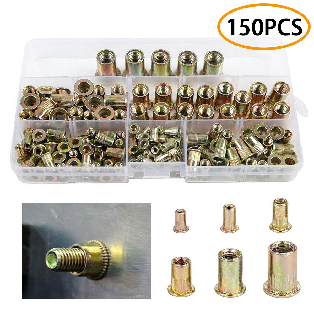 150Pcs Boxed Color-Plated Zinc Rivet Nut M3-M10 Set Vertical Rivet Nut Pull Cap