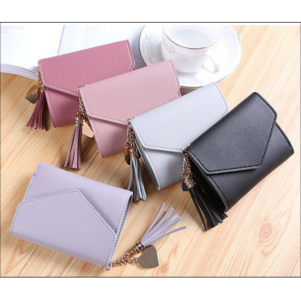 Womens Fashion Trifold Wallet Leather Coins Multi Card Wallet Light Pink