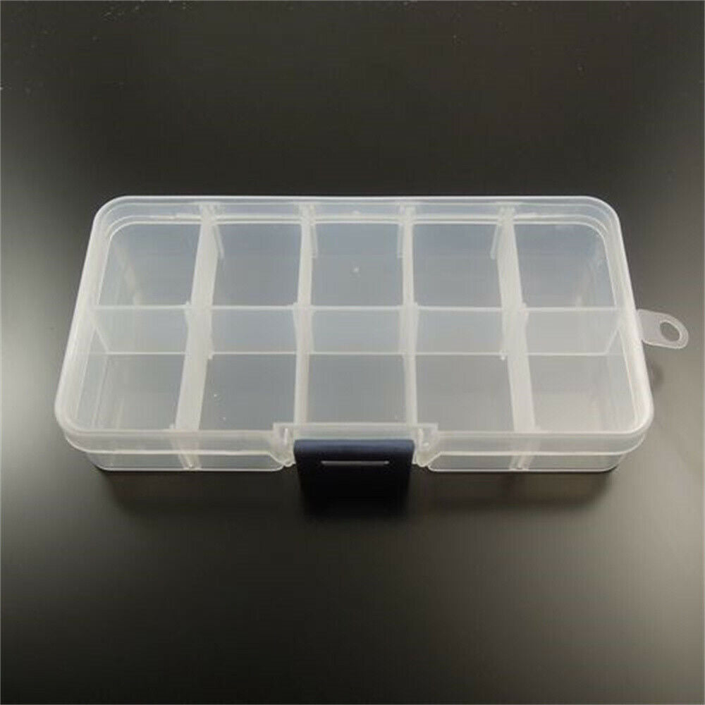 2 pcs Transparent Box 10 Components For Jewelry Crafts Storage Case Organizer