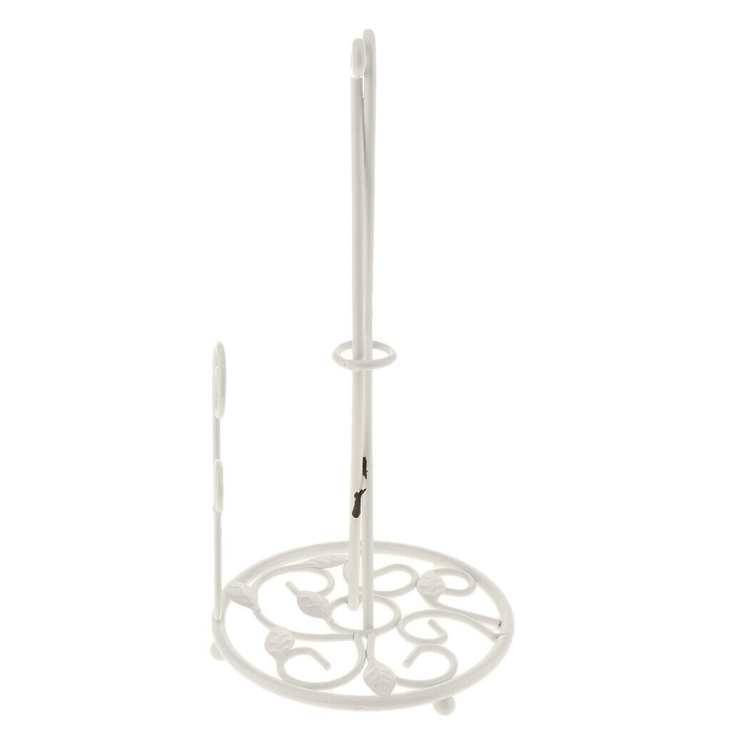 Metal Napkin Tissue Paper Towel Holder Roll Paper Towel Rack Freestanding White