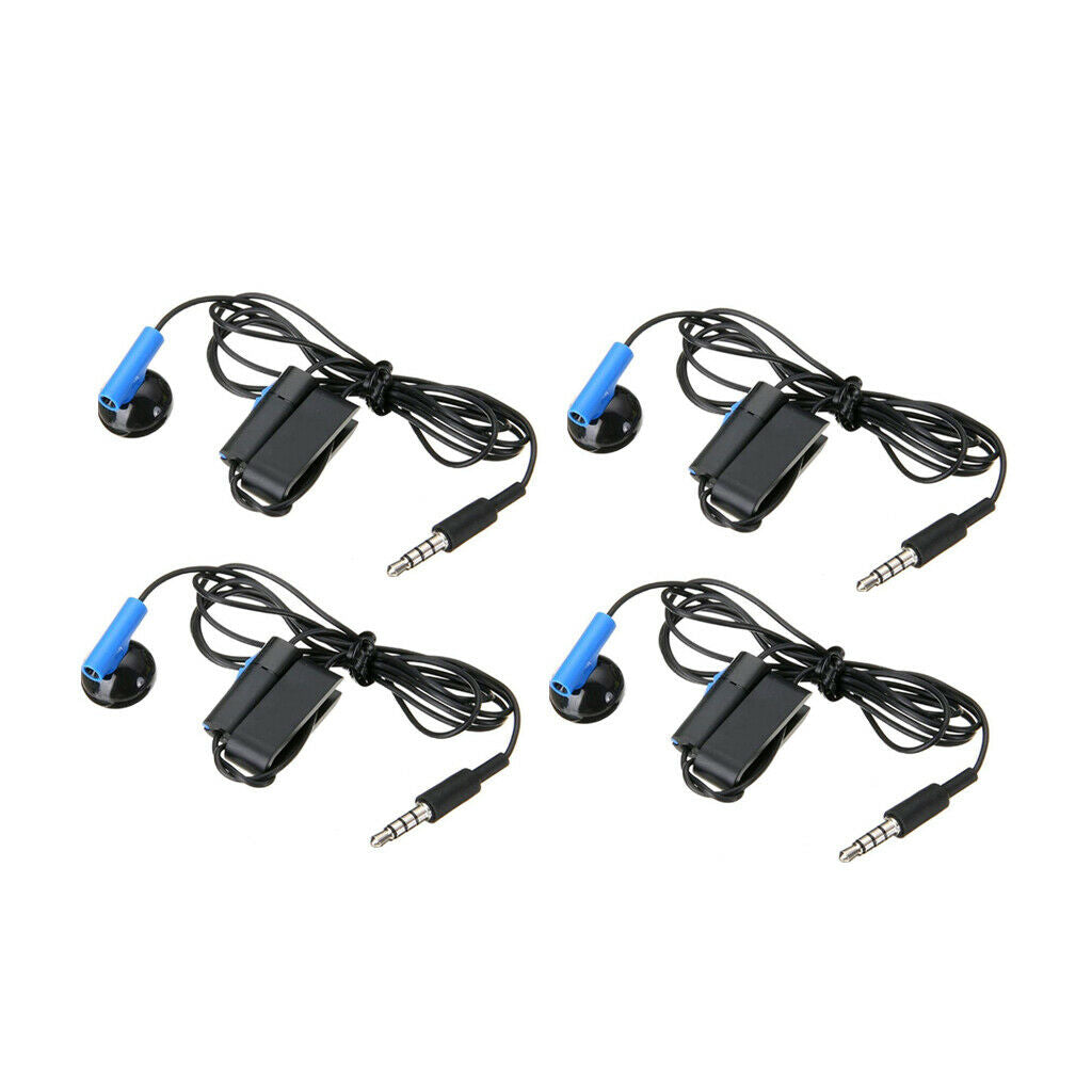 4Pcs Wired Mono Earphone Single Earbud fits for Sony PS4 with Mic Portable