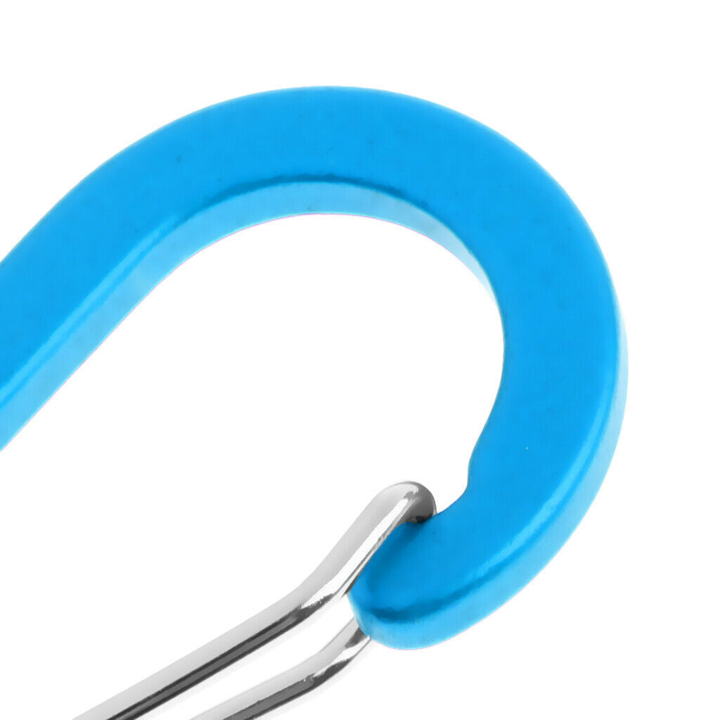 6 Pieces Aluminum D-Ring Carabiner Clip Spring Snap Hook Keychain Sky Blue