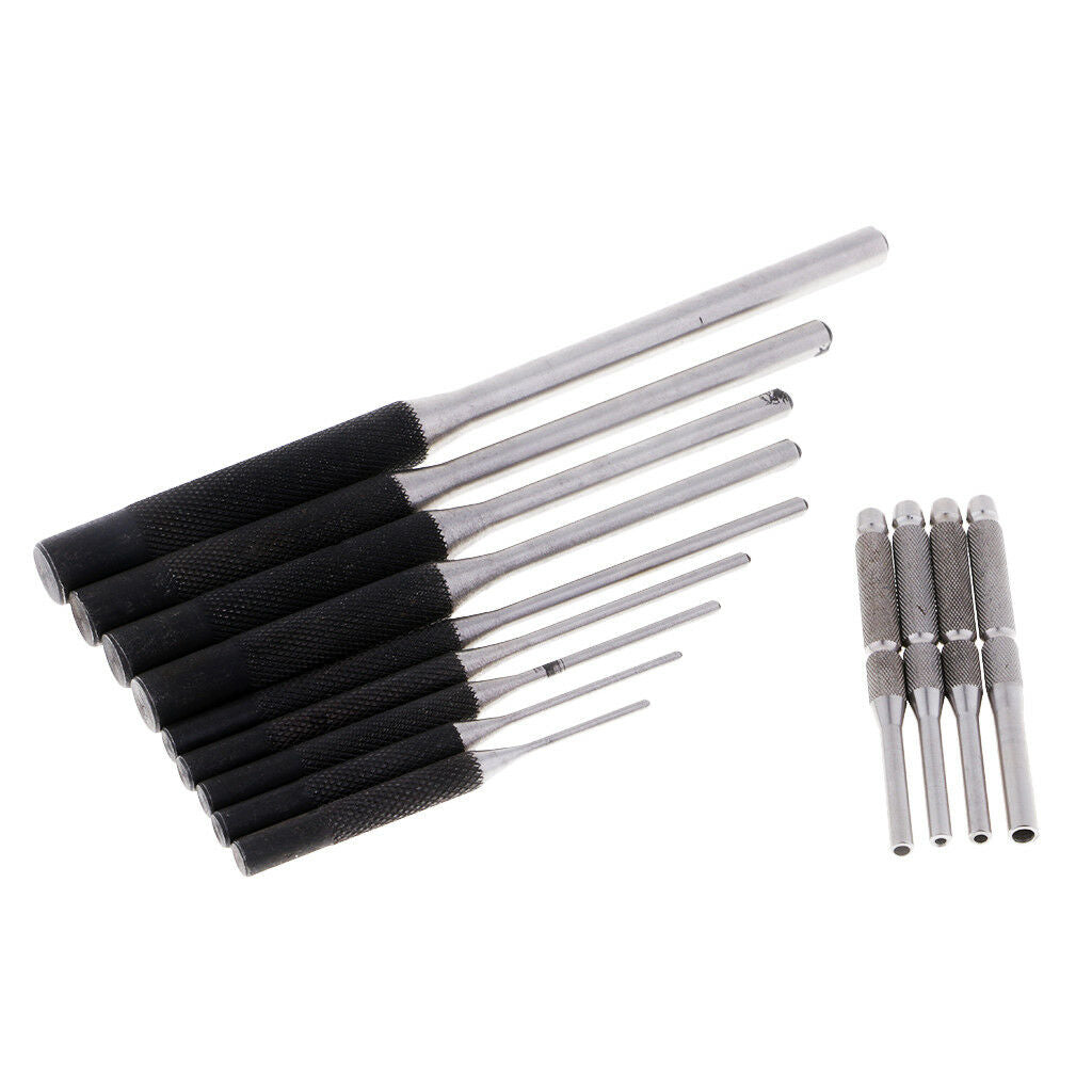 14pcs Durable Pin Punch Tool Set Roll Pin Punch + Hollow End Starter Punch
