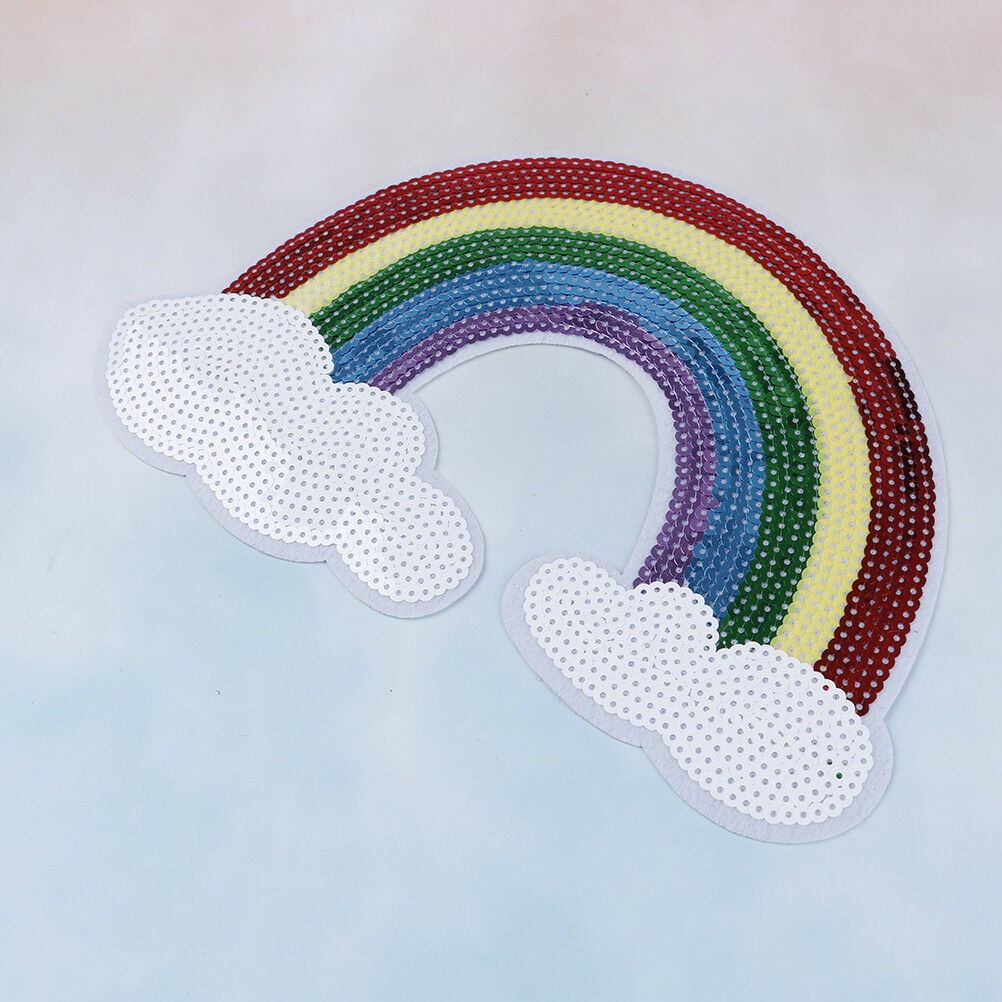 Embroidered Iron On Patches For Clothes Sewing Rainbow Motif Applique Stic.l8