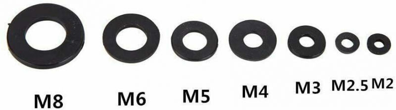 364Pcs M2 M2.5 M3 M4 M5 M6 M8 Nylon Black Rubber Flat Ring Washer Washer