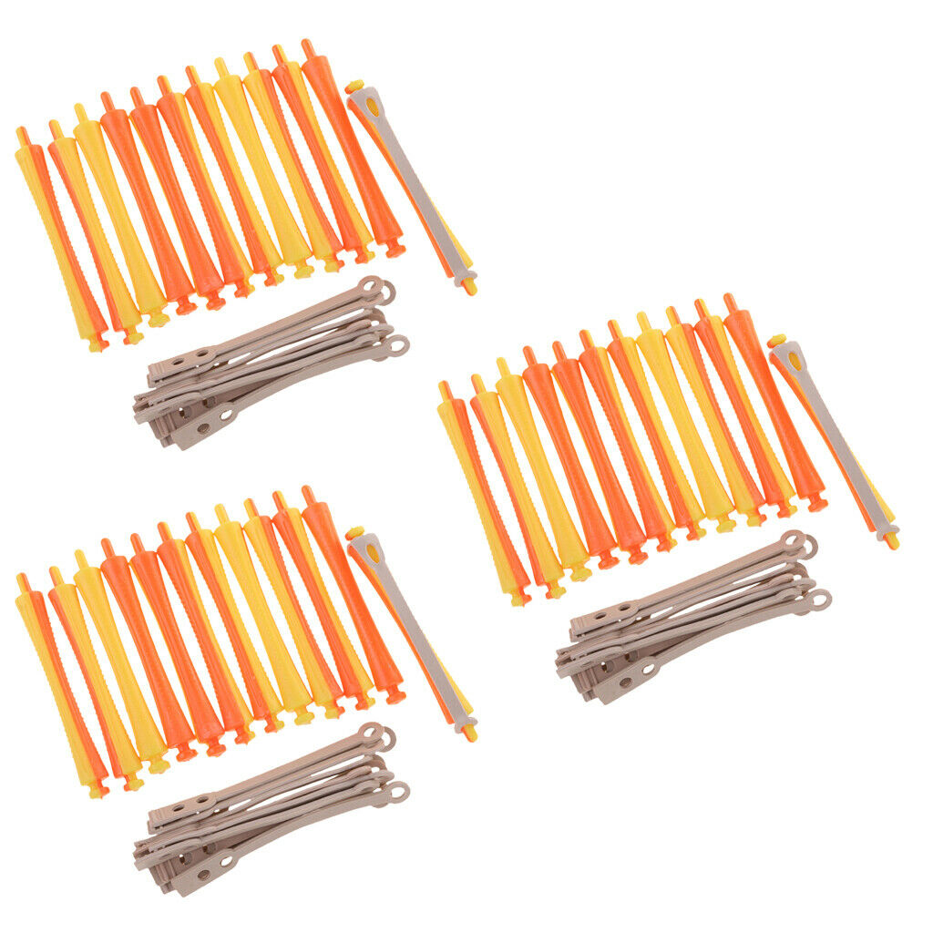 36x Plastic Salon Barber Perm Rods Bangs Curlers Perming Rollers Clips Set