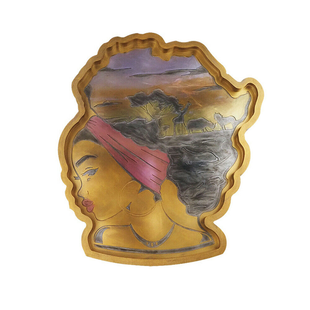 DIY Epoxy Silicone Mold Fruit Plate Large Tray Coaster African Goddess Head Mold