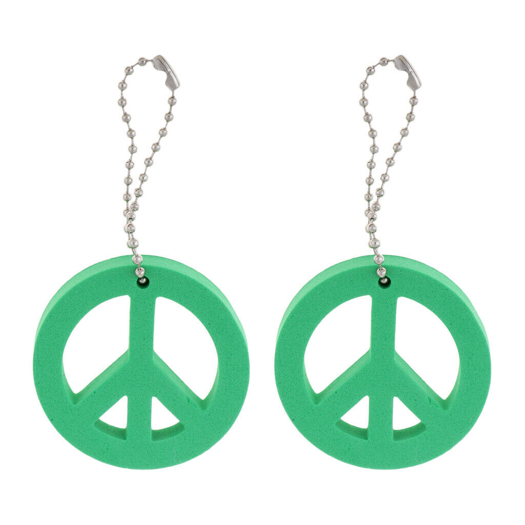 2 Pieces Round Buoy EVA Floating Keychain Keyring Yachting Key Float Green