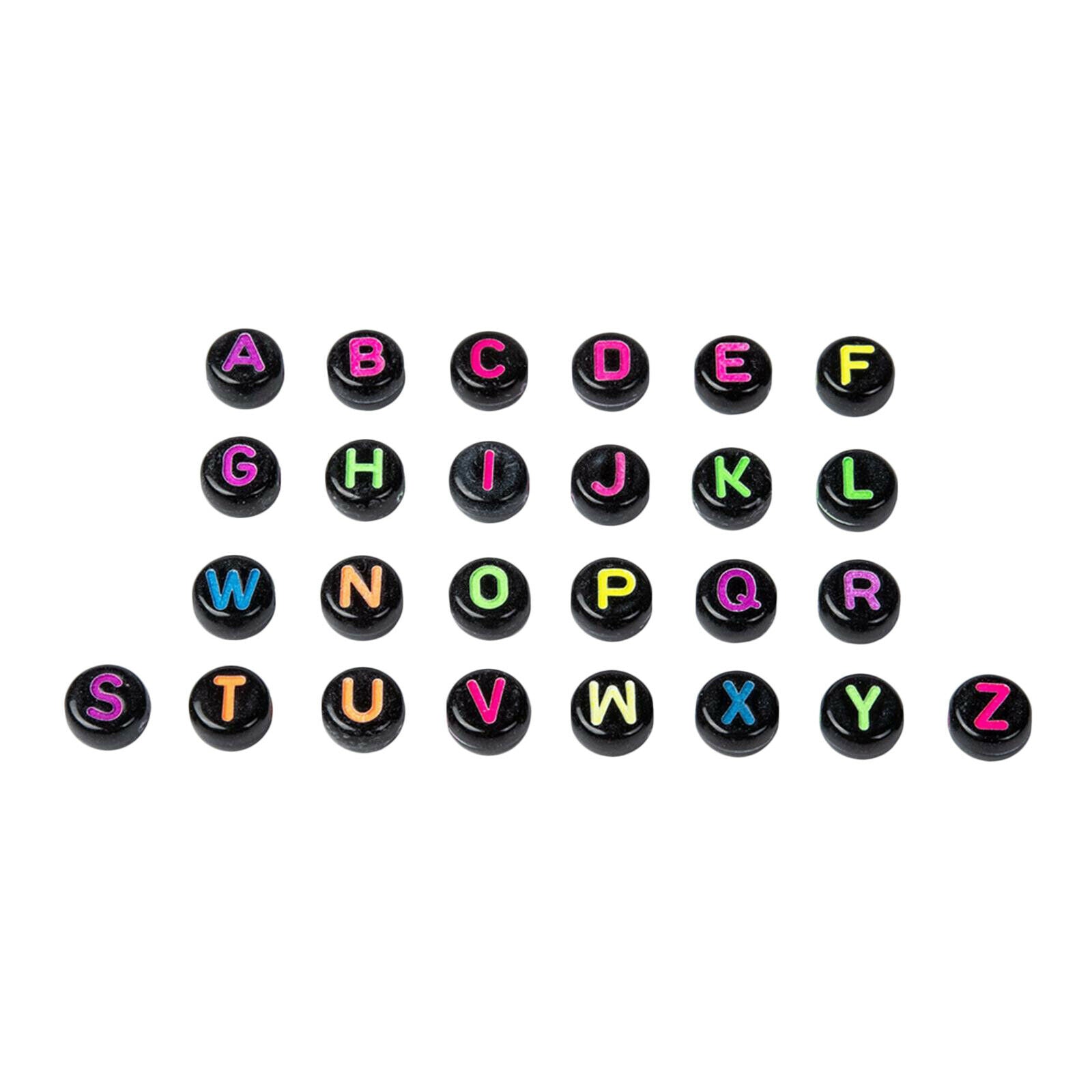 Lot 2600Pcs Black 7mm Alphabet Beads Flat Round for Jewellery Making DIY