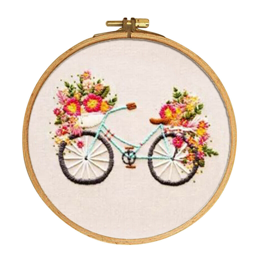 Full Range of Embroidery Starter Kit with Bicycle Floral Partten, Cross Stitch