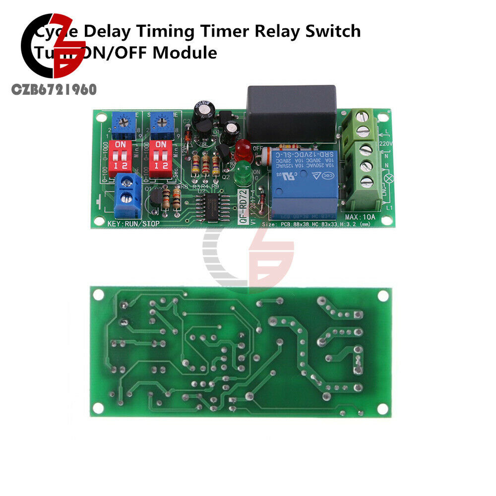 Cycle Delay AC110V 120V 220V 230V Timing Timer Relay Switch ON/OFF Button Module