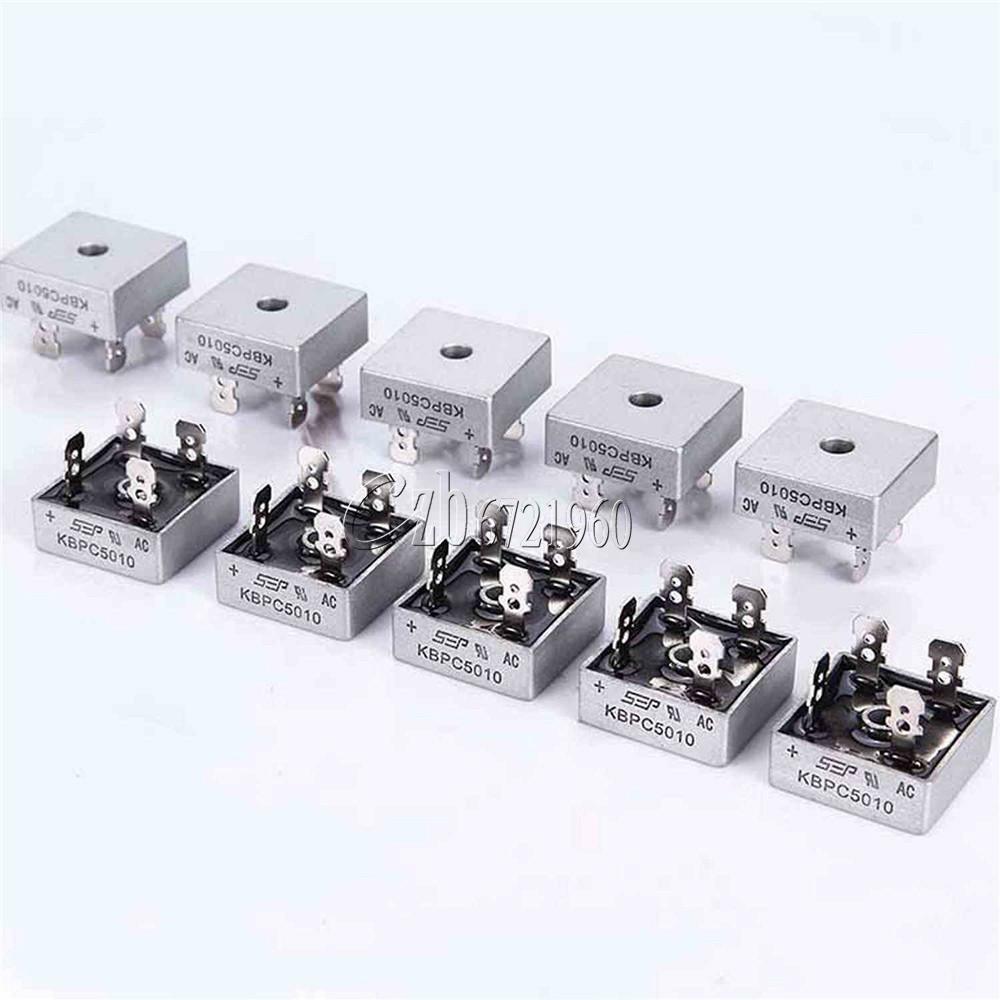 2Pcs 50A 1000V Metal Case Single Phases Diode Bridge Rectifier KBPC5010 CZB