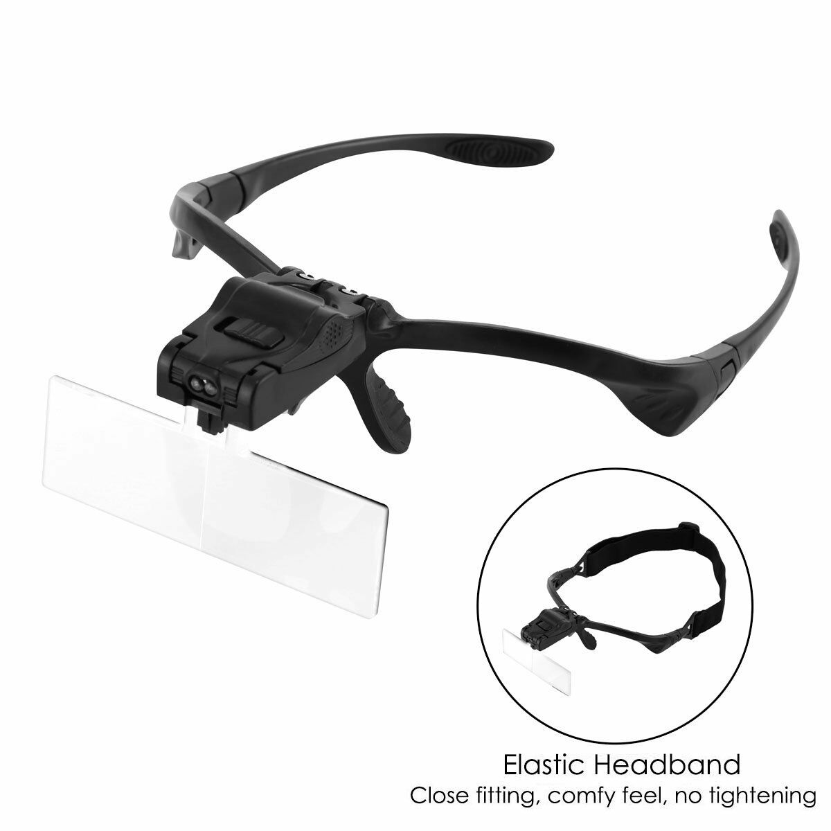 5-Lens 1.0X 3.5X Bracket Headband Magnifier Magnifying Glasses 2 LED Eye Loupe