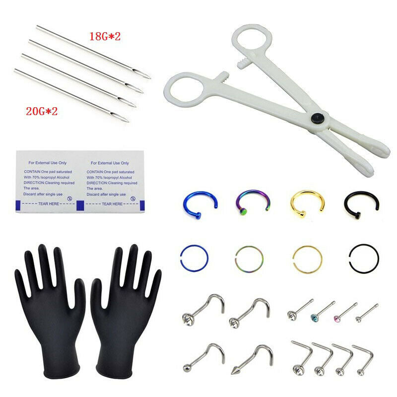 1set 18G 20G Professional Piercing Navel Tool Kit Stainless Steel  Nose R.l8