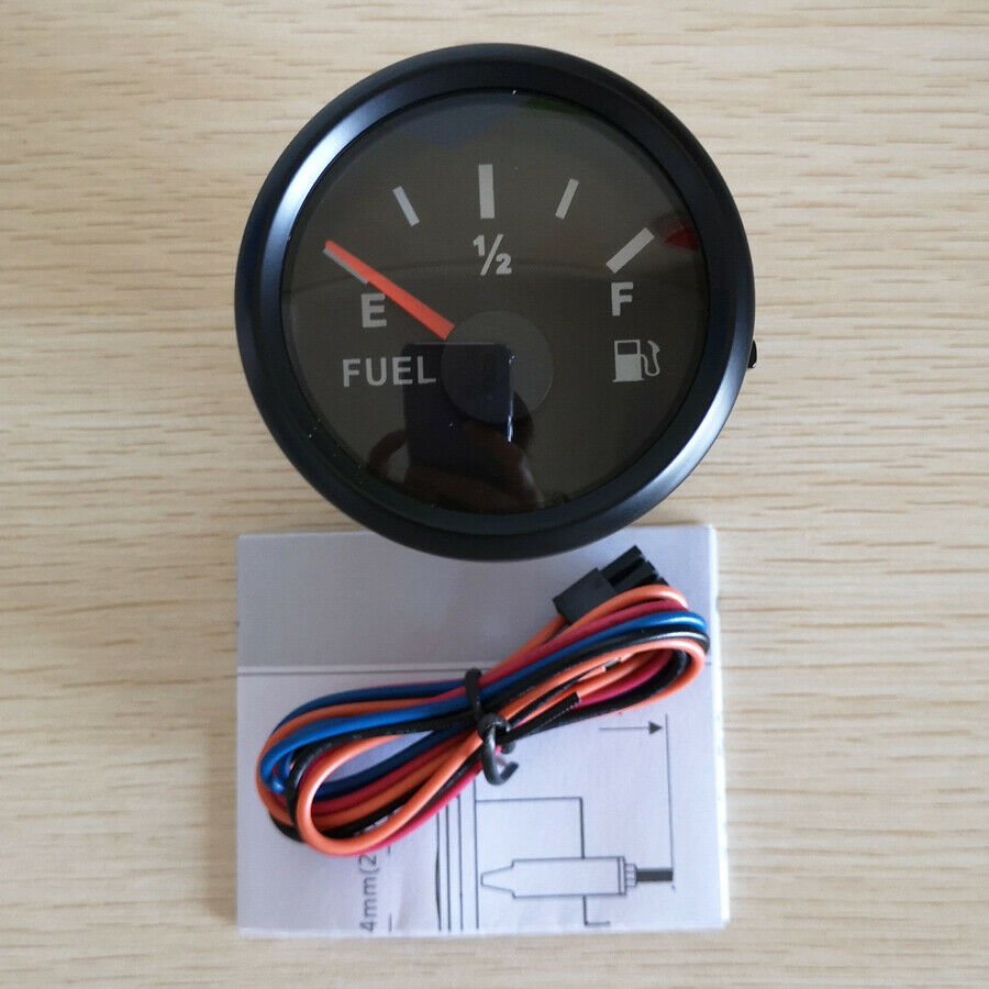 52MM Fuel Level Gauge Black 90-0 ohms E-F 9-32 VDC For Car Truck Boat Motorcycle