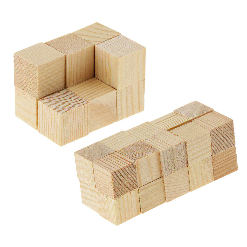 30pcs Blank Unfinished Wood Cube Blocks for DIY Painting Drawing 15mm 20mm